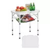 Összecsukható kempingasztal 60x40 cm állítható magassággal hordozható piknik és grill asztal ezüst színben