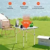 Összecsukható alumínium kempingasztal 70x70 cm hordozható piknik és grill asztal ezüst színben