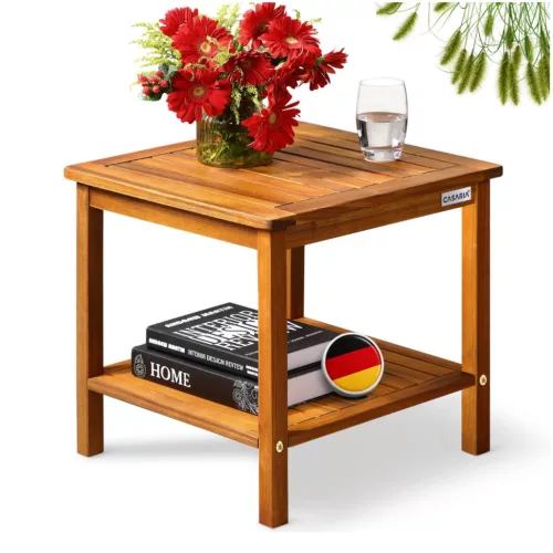 Akácfa kerti asztal 45x45x45 cm kültéri dohányzóasztal