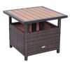 Garden table with parasol holder polyrattan garden furniture brown 55.5x55.5x46 cm