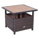 Garden table with parasol holder polyrattan garden furniture brown 55.5x55.5x46 cm