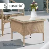 Polyrattan kerti dohányzóasztal 50x50x45 cm szürke-bézs, üveglappal