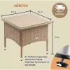 Polyrattan kerti dohányzóasztal 50x50x45 cm szürke-bézs, üveglappal