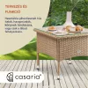 Polyrattan kerti dohányzóasztal 50x50x45 cm szürke-bézs, üveglappal