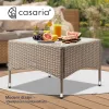 Polyrattan kerti dohányzóasztal 58x58x42 cm bézs, üveglappal