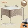 Polyrattan kerti dohányzóasztal 58x58x42 cm bézs, üveglappal