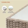 Polyrattan kerti dohányzóasztal 58x58x42 cm bézs, üveglappal