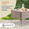 Polyrattan kerti dohányzóasztal 58x58x42 cm bézs, üveglappal