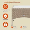 Polyrattan kerti dohányzóasztal 58x58x42 cm bézs, üveglappal