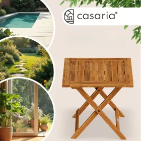   Összecsukható akácfa kerti asztal 46x46x46 cm kompakt és elegáns kültéri asztal