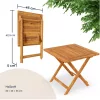 Összecsukható akácfa kerti asztal 46x46x46 cm kompakt és elegáns kültéri asztal