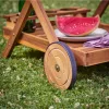 Akácfa kerti szervírozó kocsi kerekekkel kültéri fa kocsi, kerti tálalókocsi