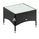 Polyrattan kerti dohányzóasztal 58 x 58 x 42 cm fekete, üveglappal