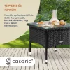 Polyrattan kerti dohányzóasztal 58 x 58 x 42 cm fekete, üveglappal