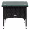 Polyrattan kerti dohányzóasztal 50x50x45 cm fekete, üveglappal