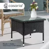 Polyrattan kerti dohányzóasztal 50x50x45 cm fekete, üveglappal
