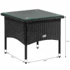 Polyrattan kerti dohányzóasztal 50x50x45 cm fekete, üveglappal