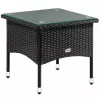 Polyrattan kerti dohányzóasztal 50x50x45 cm fekete, üveglappal