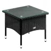 Polyrattan kerti dohányzóasztal 50x50x45 cm fekete, üveglappal