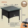 Polyrattan kerti dohányzóasztal 50x50x45 cm fekete, üveglappal