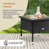 Polyrattan kerti dohányzóasztal 50x50x45 cm fekete, üveglappal
