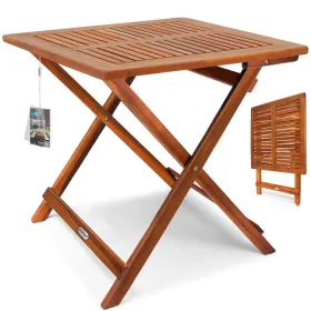   Akácfa kerti asztal 70x70x73 cm összecsukható, tömör fa kültéri asztal