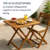 Akácfa kerti asztal 70x70x73 cm összecsukható, tömör fa kültéri asztal