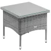 Polyrattan kerti dohányzóasztal 50x50x45 cm szürke kerti asztal üveglappal