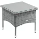 Polyrattan kerti dohányzóasztal 50x50x45 cm szürke kerti asztal üveglappal