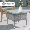 Polyrattan kerti dohányzóasztal 50x50x45 cm szürke kerti asztal üveglappal