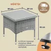 Polyrattan kerti dohányzóasztal 50x50x45 cm szürke kerti asztal üveglappal