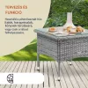 Polyrattan kerti dohányzóasztal 50x50x45 cm szürke kerti asztal üveglappal