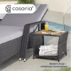Polyrattan kerti dohányzóasztal akácfa lappal 40x45x45 cm szürke kültéri asztal