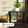Polyrattan kerti dohányzóasztal akácfa lappal 40x45x45 cm szürke kültéri asztal