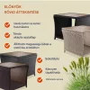 Polyrattan kerti dohányzóasztal akácfa lappal 40x45x45 cm szürke kültéri asztal