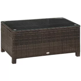 Polirattan kerti dohányzóasztal 85x50x39 cm barna