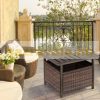 Garden table with parasol holder polyrattan garden furniture dark brown 55.5x55.5x46 cm