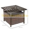 Garden table with parasol holder polyrattan garden furniture dark brown 55.5x55.5x46 cm