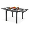 Kihúzható kerti asztal 80-160 cm kültéri étkezőasztal vízálló, 68 kg teherbírás, sötétszürke