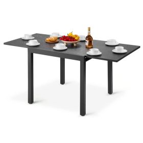   Kihúzható kerti asztal 80-160 cm kültéri étkezőasztal vízálló, 68 kg teherbírás, sötétszürke