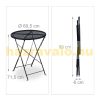 Folding garden table with parasol holder side table balcony table bistro table black