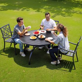   Kerti asztal 1200x725 mm kerek kültéri étkezőasztal 38 mm-es napernyőnyílással 68 kg teherbírás fekete