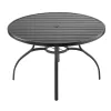Kerti asztal 1200x725 mm kerek kültéri étkezőasztal 38 mm-es napernyőnyílással 68 kg teherbírás fekete