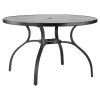 Kerti asztal 1200x725 mm kerek kültéri étkezőasztal 38 mm-es napernyőnyílással 68 kg teherbírás fekete