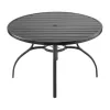 Kerti asztal 1200x725 mm kerek kültéri étkezőasztal 38 mm-es napernyőnyílással 68 kg teherbírás fekete