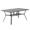 Kerti asztal 1500x960x725 mm téglalap alakú kerti étkezőasztal vízálló napernyő nyílással 68 kg teherbírás fekete