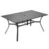 Kerti asztal 1500x960x725 mm téglalap alakú kerti étkezőasztal vízálló napernyő nyílással 68 kg teherbírás fekete