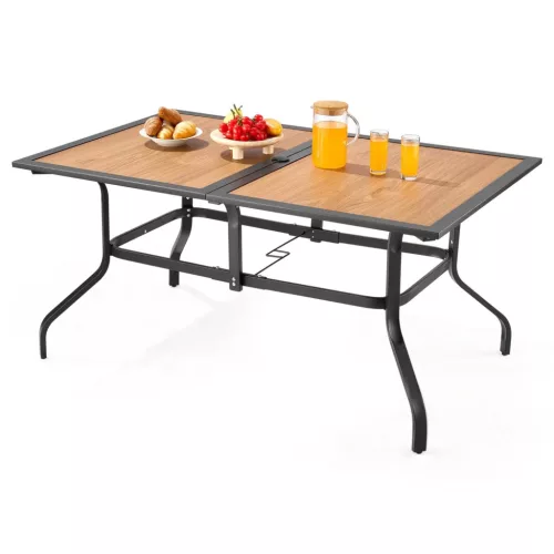 Kerti étkezőasztal 1505x960x725 mm vízálló, 35 mm napernyő nyílással, 68 kg teherbírás 4-6 személyes kerti asztal