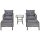 Rattan garden furniture set of 5 polyarttan armchairs with footrest, gray