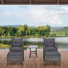 Rattan garden furniture set of 5 polyarttan armchairs with footrest, gray